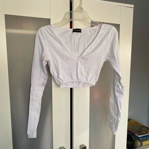 White long sleeve crop top